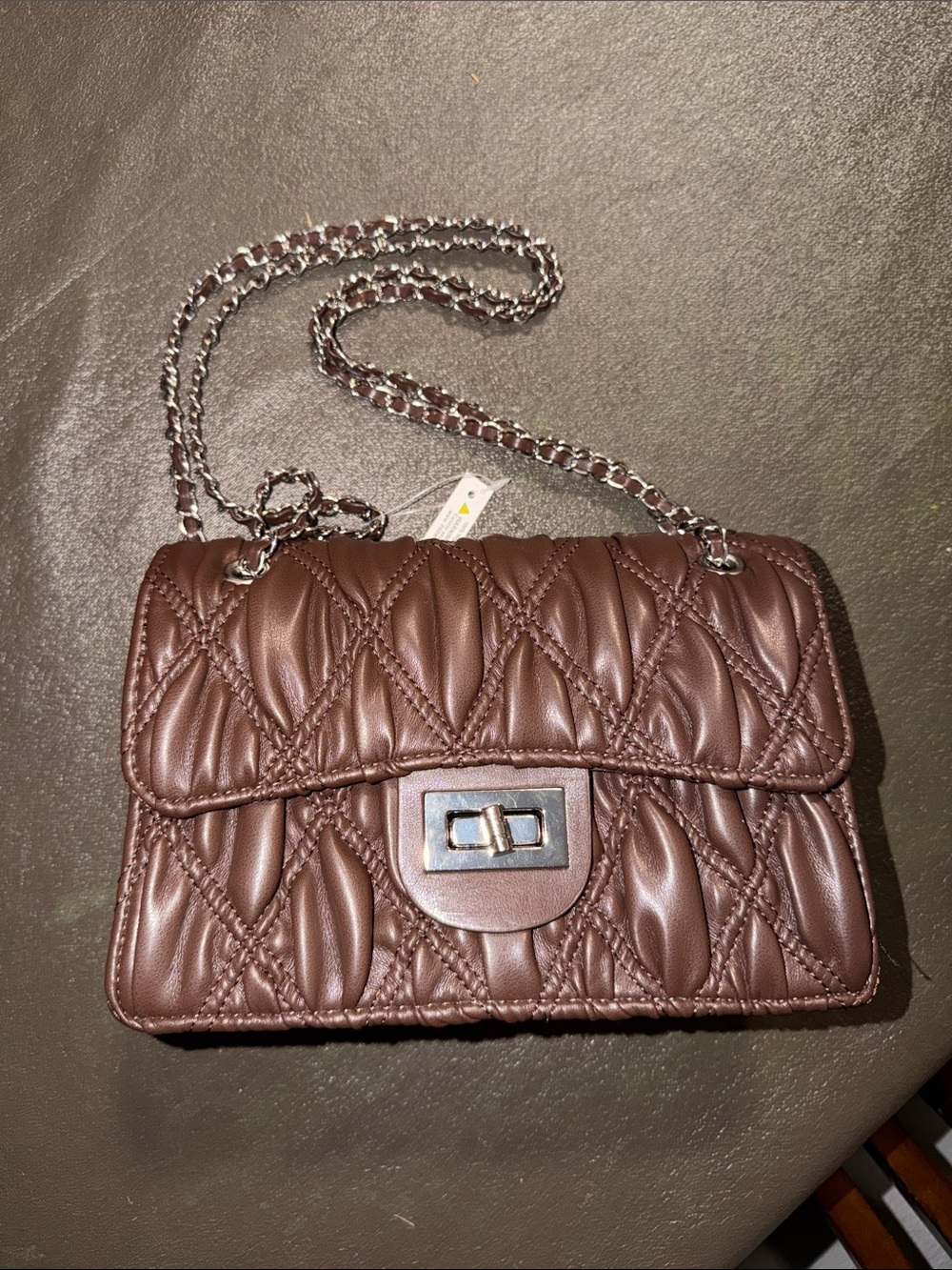 Quilted Brown Chain Shoulder Bag - Designer-Inspired Purse